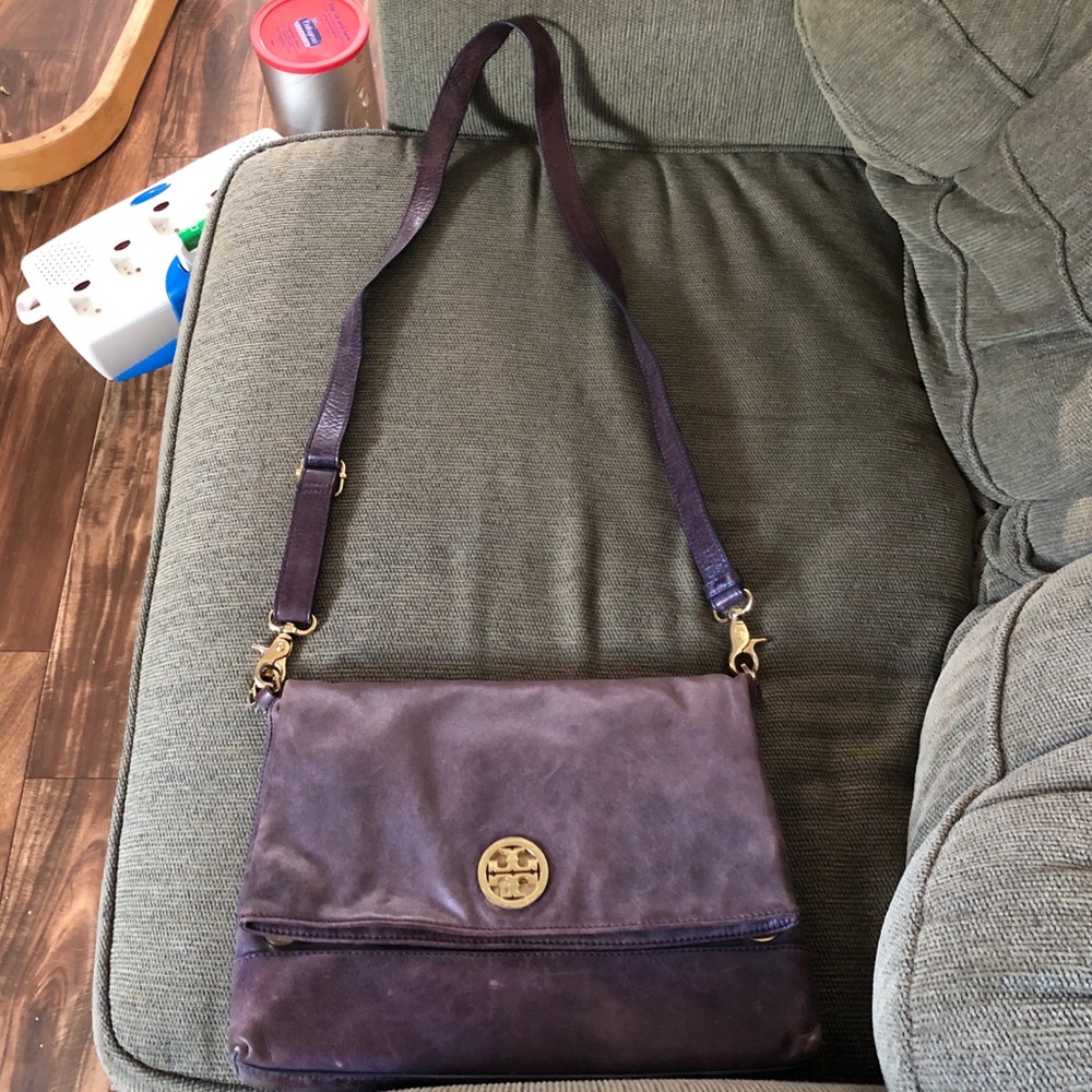 Auth Tory Burch Purple Crossbody Flap Over Bag - Picture 2 of 14